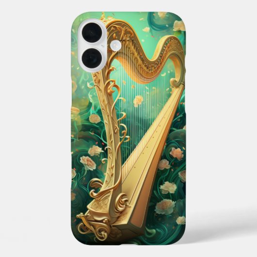 グリーンとイエローのアイリッシュケルトハープ Case-Mate iPhoneケース (裏面)