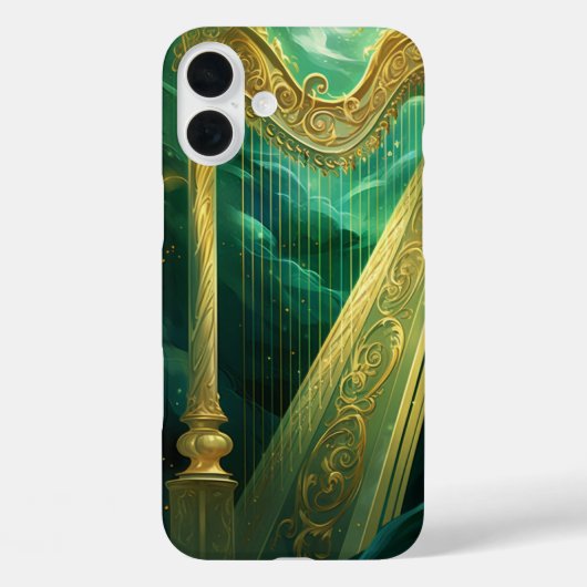 グリーンとイエローのアイリッシュケルトハープ Case-Mate iPhoneケース (裏面)