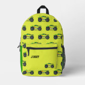 グリーンとイエローのペルソナライズモンスタートラック プリントバックパック (正面)