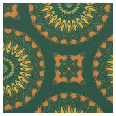 グリーンとイエローボホシック装飾模様 ファブリック (クローズアップ)