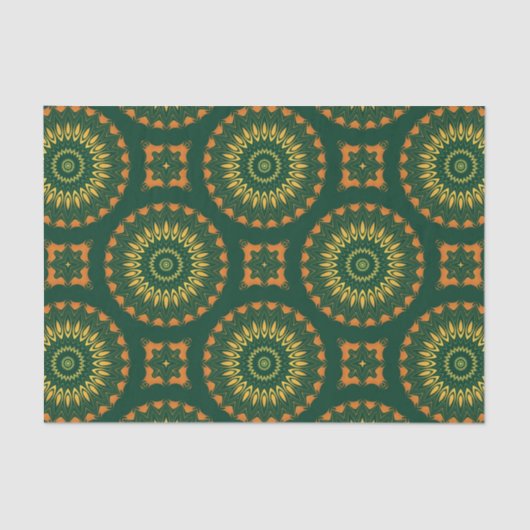 グリーンとイエローボホシック装飾模様 薄葉紙 (正面)