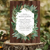 グリーンとウッド素朴リース結婚ズ 招待状