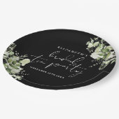 グリーンとエレガントなブラック&ホワイトのウェディング ティーパーティー ペーパープレート (アングル)