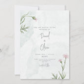 グリーンとエレガントな花のウェディング 招待状 (正面)