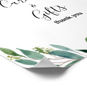 グリーンとエレガントな花のカードとギフトのサイン ポスター (角)