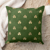 グリーンとエレガント金ゴールドアイリッシュシャムロッククローバー クッション (ブランケット)