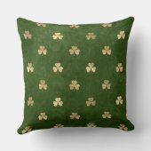 グリーンとエレガント金ゴールドアイリッシュシャムロッククローバー クッション (裏面)