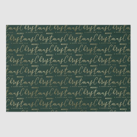 グリーンとエレガント金ゴールドメリークリスマス文字 薄葉紙 (正面)