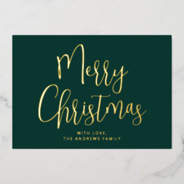 グリーンとエレガント金ゴールドメリークリスマス金ゴールド 箔シーズンカード