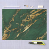 グリーンとエレガント金ゴールド秋の秋大理石 薄葉紙 (クラフト)