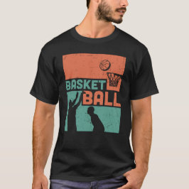 グリーンとオレンジのバスケットボール美しいデザイン Tシャツ