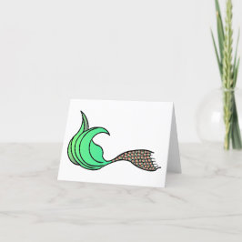 グリーンとオレンジのマーメイドテール ノートカード