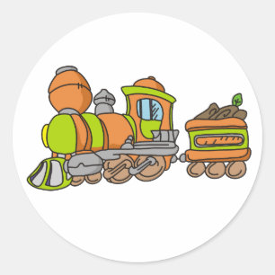 グリーンとオレンジの列車 ラウンドシール