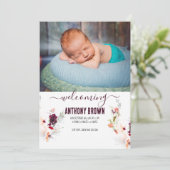 グリーンとオレンジの水色ベビー発表 招待状 (スタンド正面)