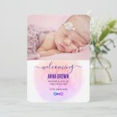 グリーンとオレンジの水色ベビー発表 招待状 (スタンド正面)