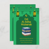 グリーンとカバの画像のイードアルアドハムバラクのカード 招待状 (正面/裏面)