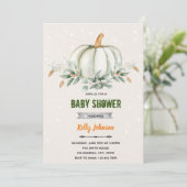 グリーンとカボチャのシャワー誕生日招待状 招待状 (スタンド正面)