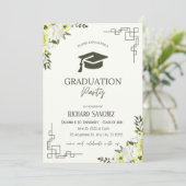 グリーンとクリームのフローラの卒業 招待状 (スタンド正面)