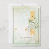 グリーンとクリームの花柄ウォーターカラー 招待状 (裏面)