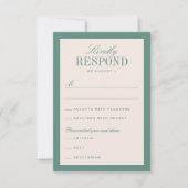 グリーンとクリームクラシックエレガントな結婚式 出欠カード (正面)