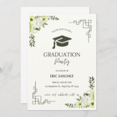 グリーンとクリームフローラ卒業招待状! 招待状 (正面/裏面)