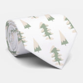 グリーンとクリームモダンフォークアートクリスマスツリー ネクタイ (ロール)