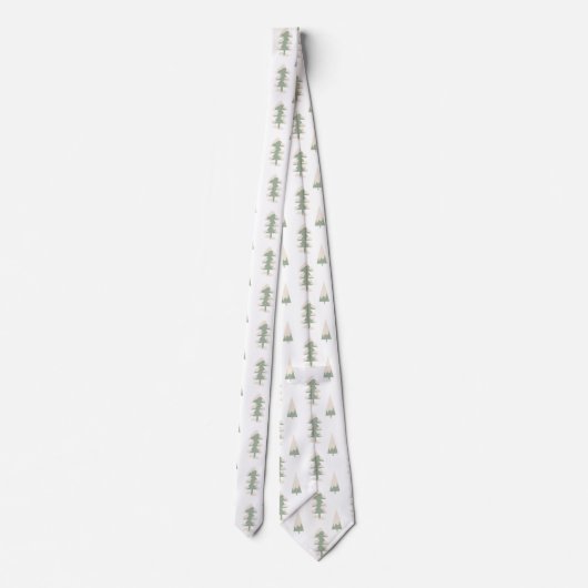 グリーンとクリームモダンフォークアートクリスマスツリー ネクタイ (裏面)