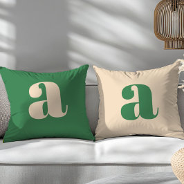 グリーンとクリームレトロモダンイニシャル クッション