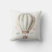 グリーンとクリームヴィンテージホットエアバルーン クッション (正面)