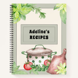 グリーンとクリーム充填可能レシピ本 ノートブック