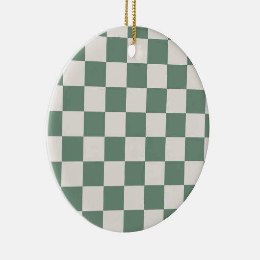 グリーンとクリー市松模様にムのクラシックの市松模様に セラミックオーナメント (右)