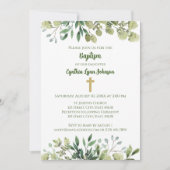 グリーンとクロスの洗礼招待状 招待状 (正面)