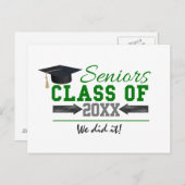 グリーンとグレーの卒業ギア 案内ポストカード (正面/裏面)