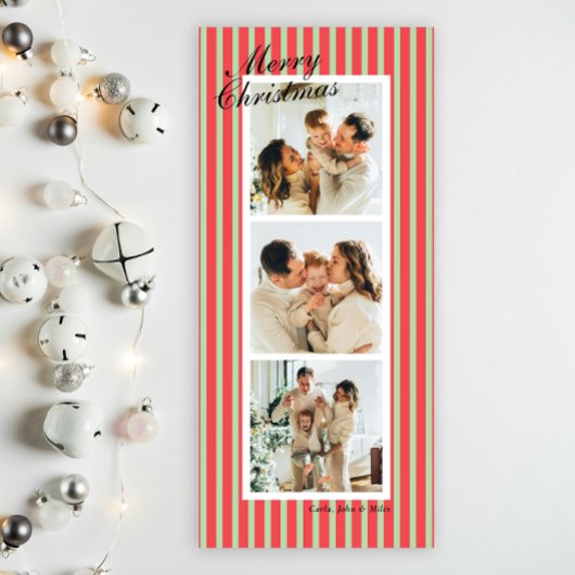 グリーンとコーラルシック縦型ストライプ3 Photo