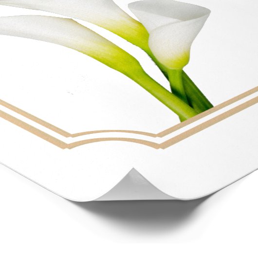 グリーンとコーラ・リリーのウェディング ウェルカムサイン ポスター (角)