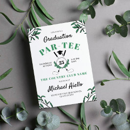 グリーンとゴルフをテーマにした卒業パーティー 招待状