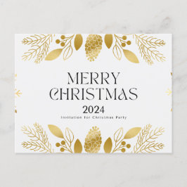 グリーンとゴールデンフェスティバルクリスマスサンキューカード シーズンポストカード