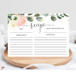 グリーンとゴールドとピンクのブライダルシャワー レシピカード エンクロージャーカード