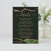 グリーンとゴールドのアゲートの結婚式の詳細 エンクロージャーカード (スタンド正面)