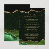 グリーンとゴールドのアゲートウェディングの詳細 エンクロージャーカード (正面/裏面)