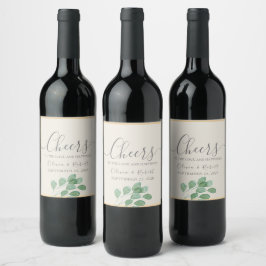 グリーンとゴールドのウェディング Cheers ワインラベル