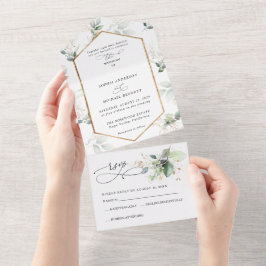 グリーンとゴールドのオールインワン オールインワン招待状