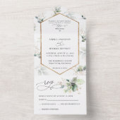 グリーンとゴールドのオールインワン オールインワン招待状 (内側)