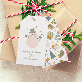 グリーンとゴールドのクリスマスパーティー ギフトタグ