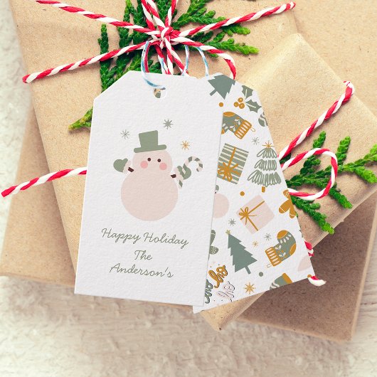 グリーンとゴールドのクリスマスパーティー ギフトタグ
