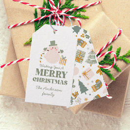 グリーンとゴールドのクリスマスパーティー ギフトタグ