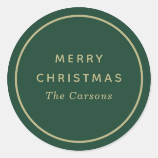 グリーンとゴールドのクリスマス ラウンドシール
