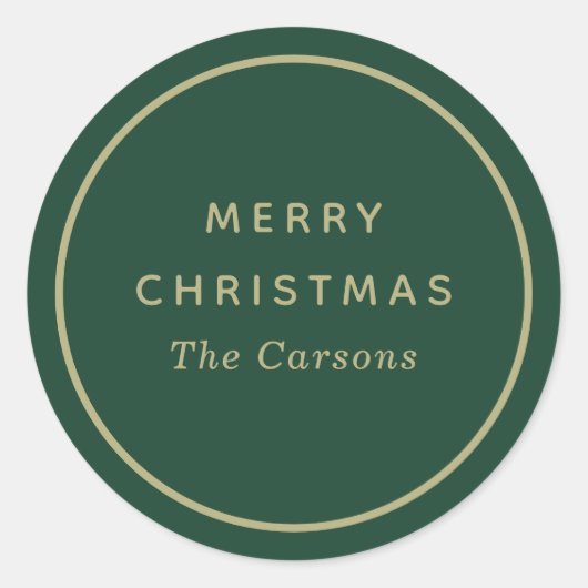 グリーンとゴールドのクリスマス ラウンドシール (正面)