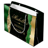 グリーンとゴールドのグラマラスな涙のぼかしプリンセスシャワー ラージペーパーバッグ (裏面アングル)