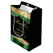 グリーンとゴールドのグラマラスな涙のぼかし ブライズシャワー ミディアムペーパーバッグ (正面アングル)